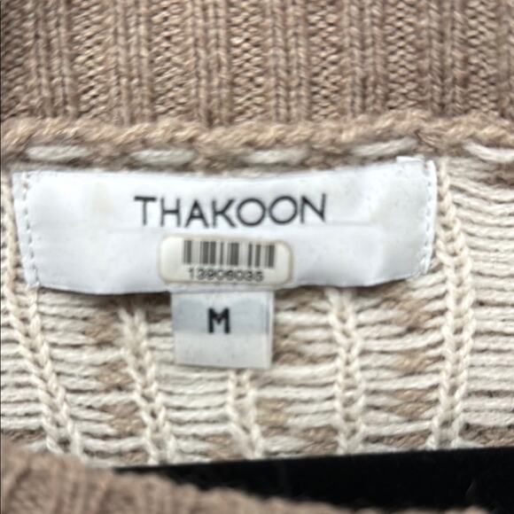Thakoon x RTR Tan Fair Isle Tunic Sweater Light Brown Cream Size Medium - Picture 7 of 8